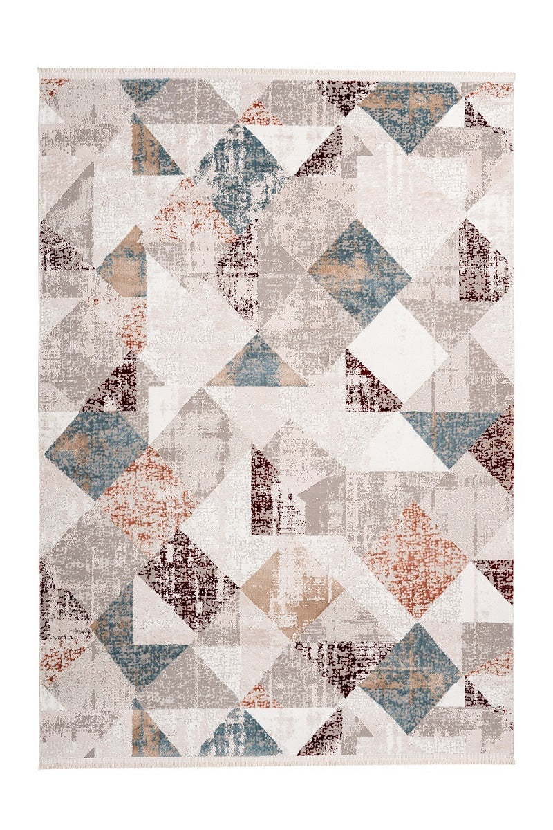 Stilvoller Teppich mit Vintage-Charakter Fransenteppich, dezente Farben, Vintage - Design